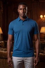 Barabas Men's Solid Color Geometric Stretch Polo Shirts 6P05
