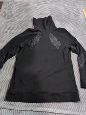 Lululemon To You Tunic Black Turtleneck Sweatshirt Logo Kangaroo Pockets Top 12