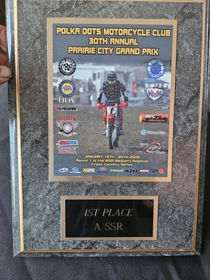 Vintage Motorcycle Racing Trophy Plaque Orarie City Grand Prix 1st Place
