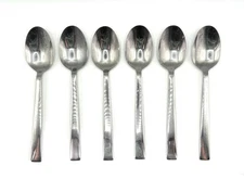 Set of 6 Cambridge Glamour Stainless Steel Glossy Flatware Dinner Soup Spoons 8"