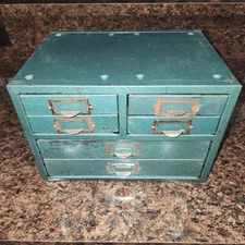 Vintage WARDS MASTER QUALITY Metal 6 Drawer Small Parts Cabinet – Green Awesome 