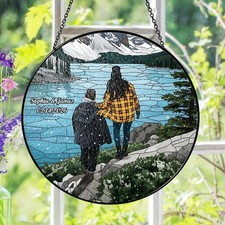 Custom Couple Photo Stained Glass Suncatcher Personalized Love Window Art