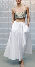 119 ZARA MIDI SKIRT ZW COLLECTION White NWT M ee