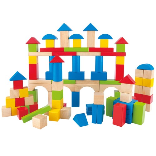 Hape: Build Up & Away Blocks - 100 pcs - Assorted Wooden Set, 1+ - Picture 2 of 9