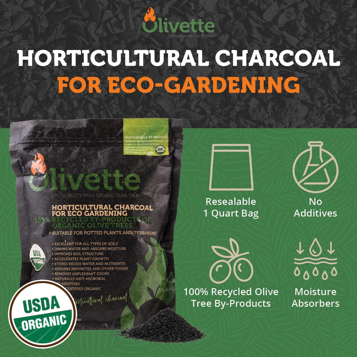 Horticultural Biochar Activated Charcoal for Plants, USDA Organic Moisture  Contr | eBay