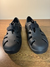 Oofos Men 11 Women 13 OOcando Recovery Sandal Black Slip On Shoe Strap Cutouts