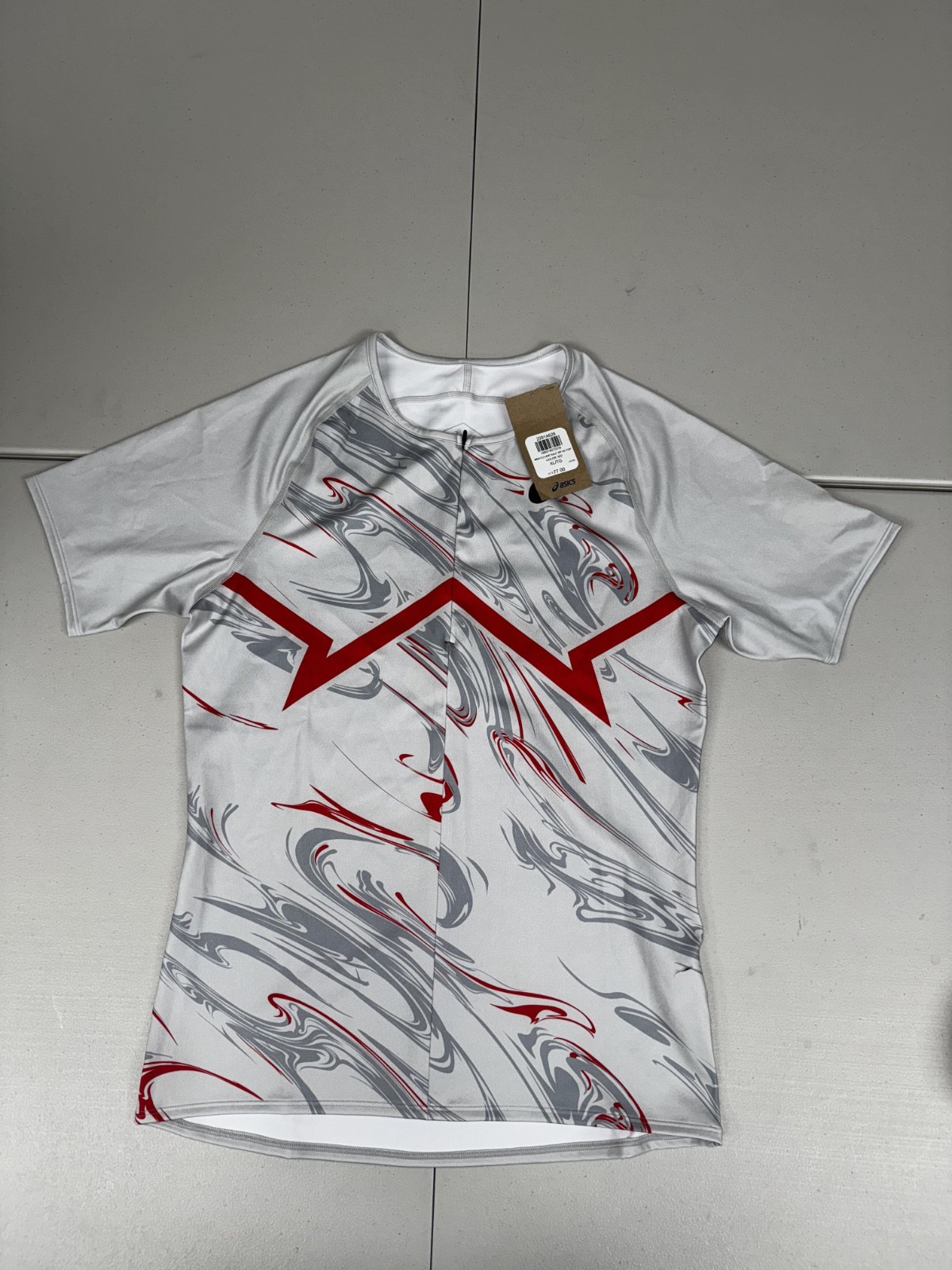 Asics CJ-Line Light Running Half Zip Top Grey Red White Size XL $77 2091A628 NWT