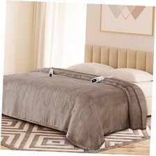 Electric Blanket King with Dual Control-100x90 Soft Double-Sided Flannel Camel