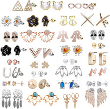 32 Pairs Assorted Stainless Steel Stud Earrings for Teens Girls Women-Cute Anima