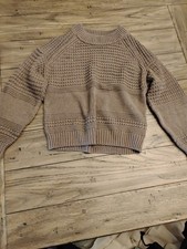 Universal Thread Tan Open Knit Sweater Net Size Medium Cropped Women?s