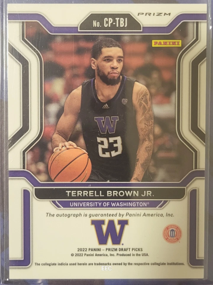 Terrell Brown Jr. 🏀🏀 2022 Panini Prizm Draft Picks Green Penmanship Auto RC - Image 2 of 2