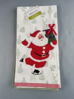NEW NWT Jingles & Joy Set 2 Kitchen Towels Santa Reindeer Christmas Holiday