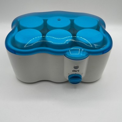 Deni 5600 Electric Yogurt Maker with 6 Glass Jars and Lids White Blue 120V 8W