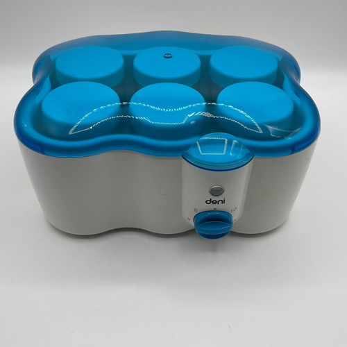 Deni 5600 Electric Yogurt Maker with 6 Glass Jars and Lids White Blue 120V 8W