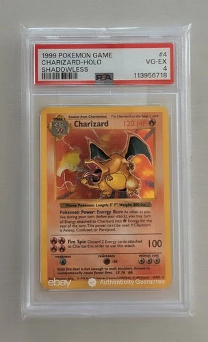 1999 Pokemon Charizard Holo Shadowless PSA 4