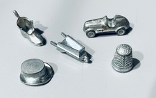 Lot 5 Monopoly Replacement Metal Pewter Game Pieces Tokens Thimble Hat Shoe Car