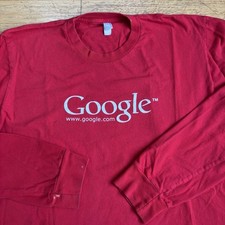 Vintage Y2K Google T-Shirt Long Sleeve Red Size Large I’m Feeling Lucky