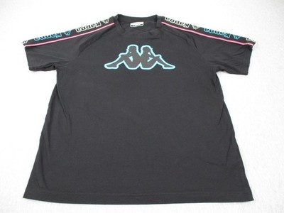 Kappa Shirt Mens Large Black Tape Logo Omini Graphic Short Sleeve Casual Tee