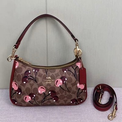 Coach CY694 Teri Shoulder Bag In Signature Canvas With Cherry