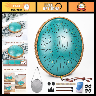 13'' Steel Tongue Drum - 15 Notes Handpan Instrument for Kids & Adults, C Major,