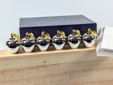 Ercuis Reproduction Set of 6 Apple Placard Holders in Box with Cards French