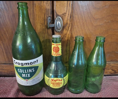 4 Green Bottles Cragmont Collins Mix Soda Bottle 1 Quart Green Glass Soda