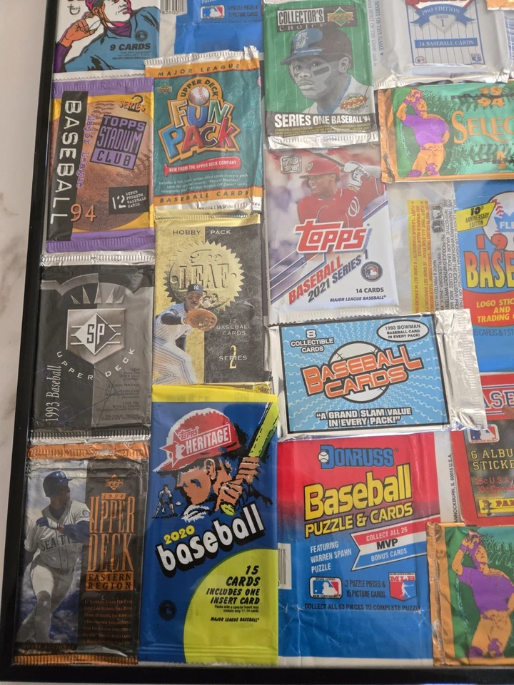 Custom Frame Empty Baseball Original Trading Card Wrappers Vintage & Modern Mix - Image 2 of 4