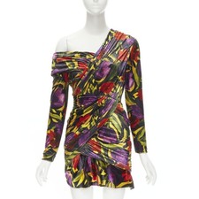 BALENCIAGA 2019 Runway Demna floral velvet wrap draped mini dress FR36 S