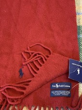 NWT VTG Polo Ralph Lauren Scarf 100 Lambswool Pony Burgundy Red 90s Italy