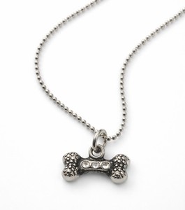 Authentic 18K Gold Plated Dog Bone Necklace Rhinestone Charm Pet Lover Y2K