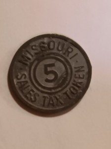 Old Missouri 5 Cent Sales Tax Token