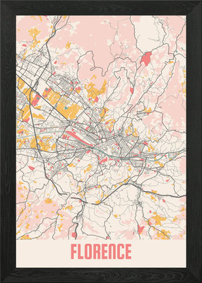 Florence Chalk Map Framed Wall Art Poster Canvas Print Picture