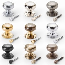 70mm Solid Brass Round Hammered Cottage Centre Door Knob Pull Front Back
