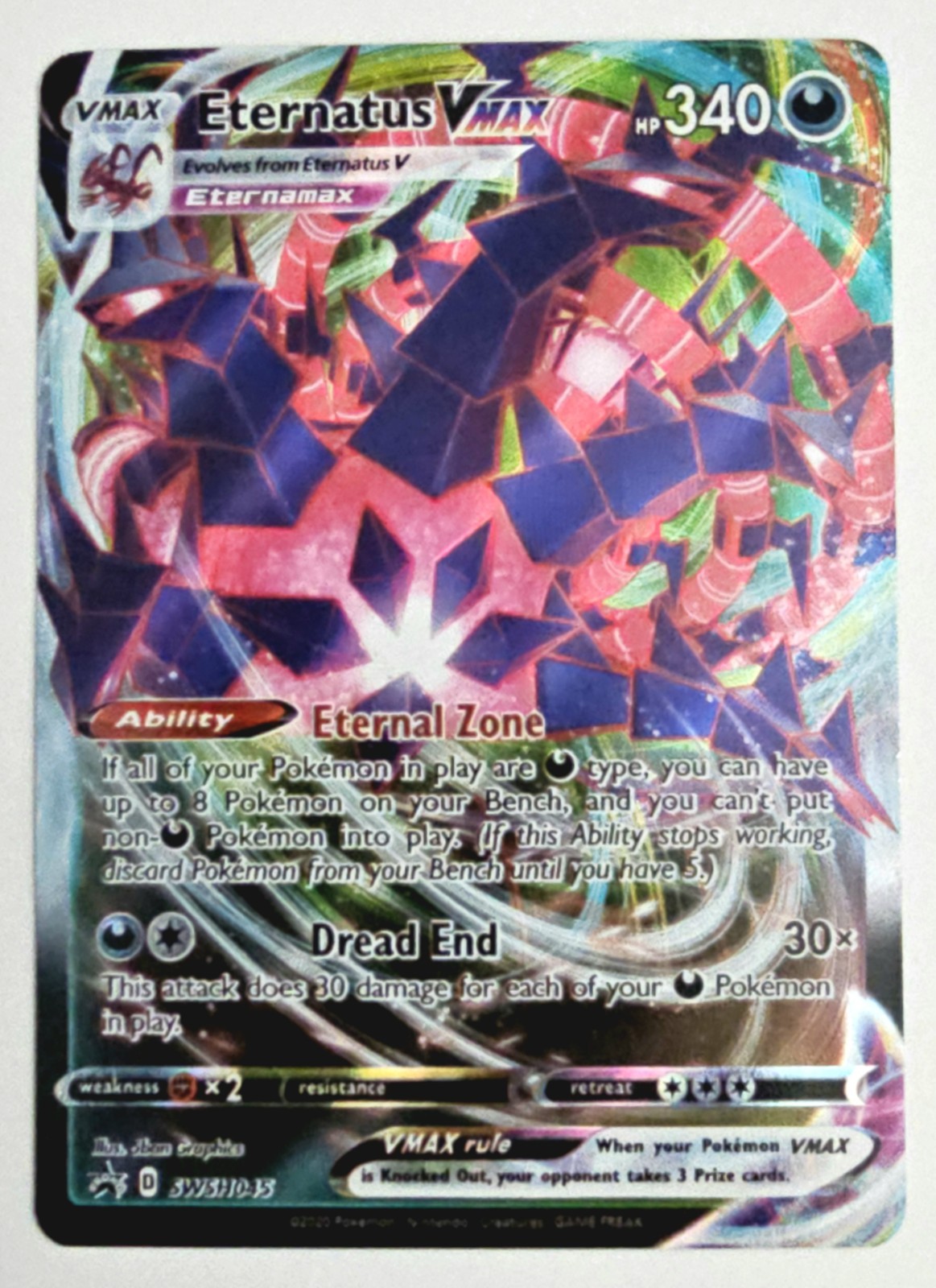 Pokémon TCG Eternatus VMAX Full Art Holo Rare 65/100 Infinity Zone