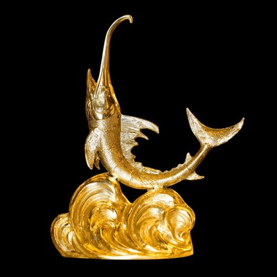 Handcrafted Italian Solid Brass Majestic Swordfish Sculpture