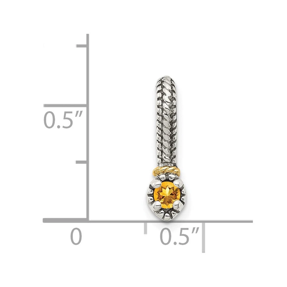 Colgante deslizable de cadena de citrino con acento de oro de 14 k envejecido Foto 4 de 4