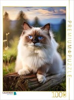 Calvendo Puzzle Ragdoll Lying On A Tree Trunk In The Meadow | 1000 Pieces, Finis