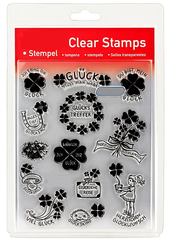 Clear Stamp Set - Viel Glück Set~14x18cm - Stempel Transparent 46847 Kleeblätter