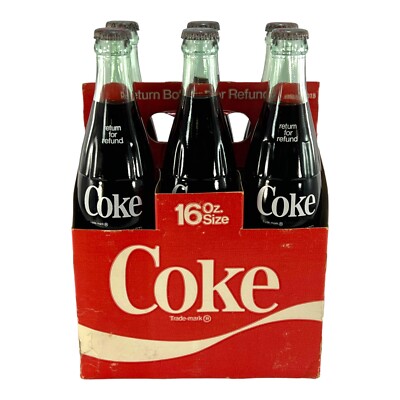 Vintage Coca Cola 16oz Coke Company Full Unopened Glass Bottle 6