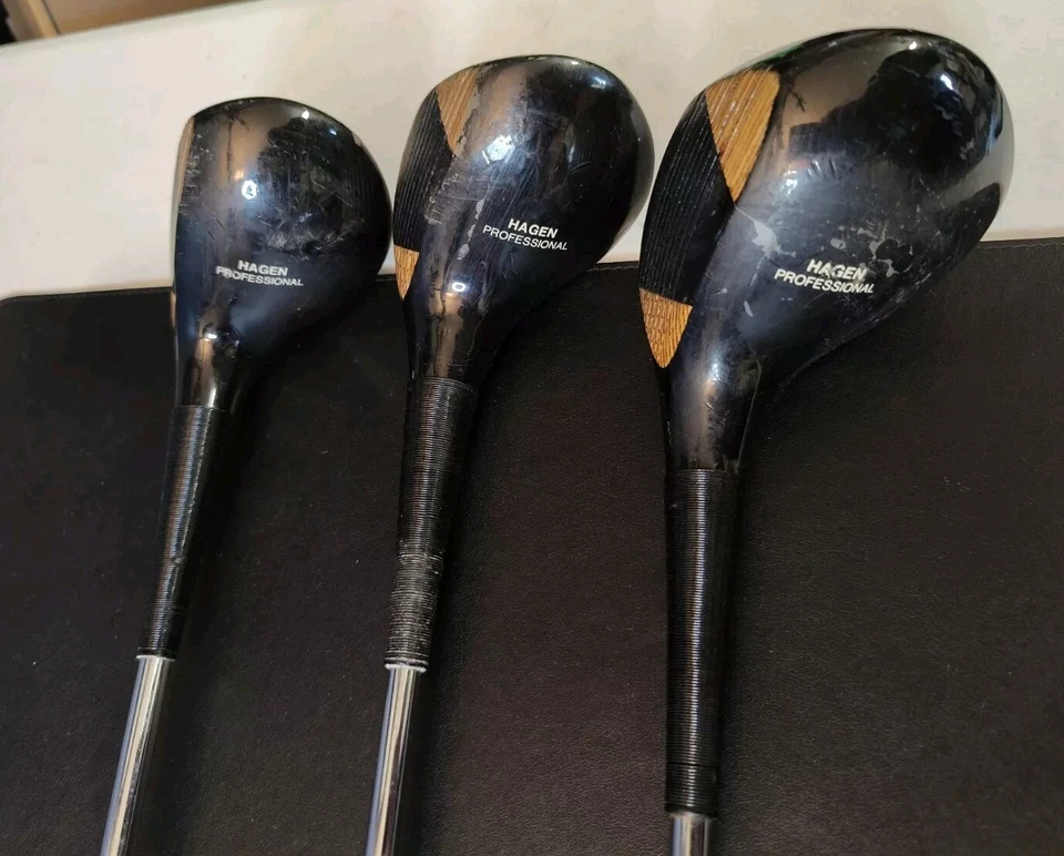 Walter Hagen Wood Driver 1, 3, 4 Professional Wood Vintage Wooden Golf Club Set - Image 3 of 4
