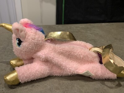 Magic Time International Pink Unicorn Purse Rainbow Plush Stuffed Animal 13''