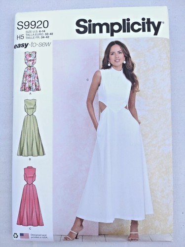 Simplicity S9920 Easy Misses Side Cut-out Dress Sew Pattern 9920 Size 6-14/16-24 - Picture 8 of 9