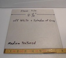 1 pc. Ceramic 8" Floor Tile: Off-white with Mixed Grays, Medium Textured, New