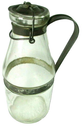 Antique PAT 1898 AG Smalley Co Boston MA Quart Milk Bottle Tin Top Handle #4