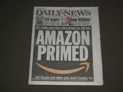 2018 NOVEMBER 14 NEW YORK DAILY NEWS - AMAZON HQ2 TO QUEENS, NY - $1B TAX BREAKS