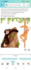 Chivao 2 Pcs 20 Inch Hanging Monkey Stuffed Animal, Monkey Plush with Hook and L