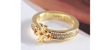 Tory, Kira Cystal Gold Ring. Ring size 8