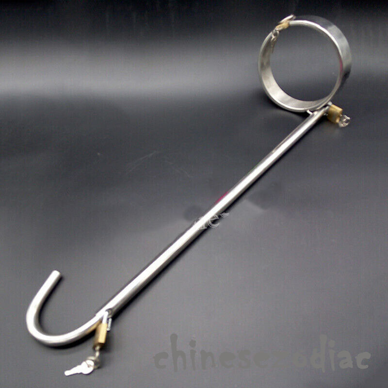 Stainless Steel Anal Hook with Neck Collar Butt Plug Dildo Sex Toy Slave  Lock SM