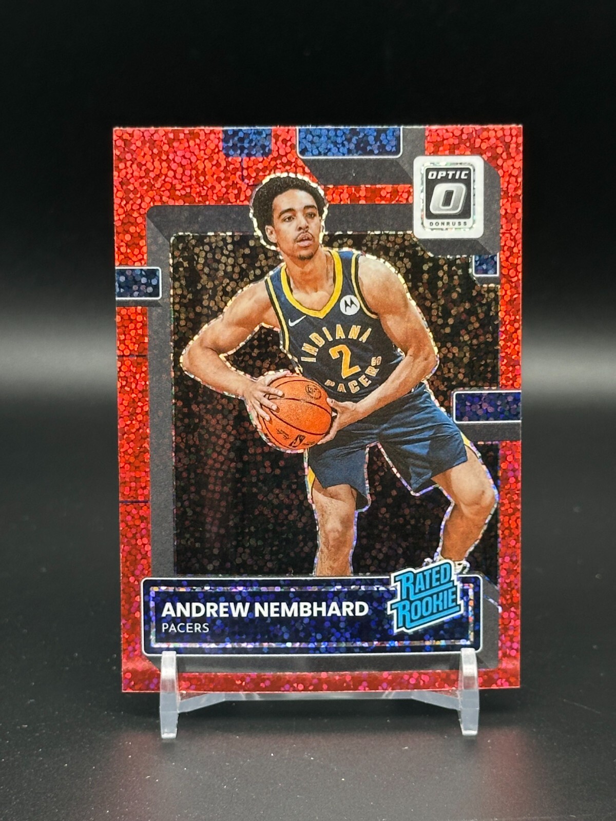 Andrew Nembhard 2022-23 Panini Optic Rated Rookie Red Sparkle Prizm #230 Pacers