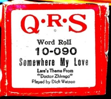 QRS Word Roll SOMEWHERE MY LOVE Dick Watson 10-090 Hand Played Player Piano Roll